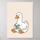 Minimalist Duck Art Print, Cute Duck Wall Decor ポスター (正面)