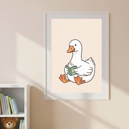 Minimalist Duck Art Print, Cute Duck Wall Decor ポスター