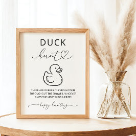 Minimalist Duck Hunt Baby Shower Game Sign ポスター