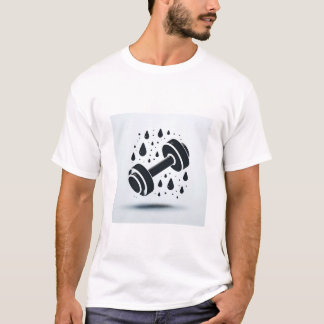 Minimalist Dumbbell and Sweat Drops Fitness Motiva Tシャツ