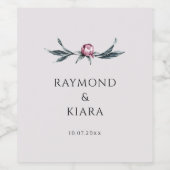Minimalist Dusky Pink Peony Floral Wedding ワインラベル (シングルラベル)