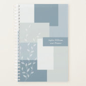 Minimalist Dusty Blue Abstract Botanical Planner プランナー手帳 (正面)