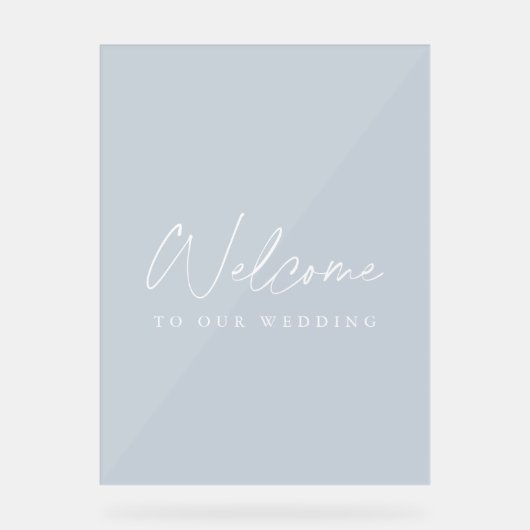 Minimalist Dusty Blue Acrylic Wedding Welcome Sign アクリルサイン (正面)