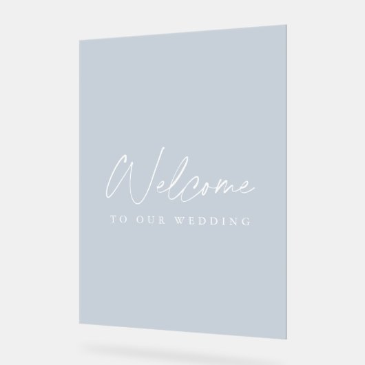 Minimalist Dusty Blue Acrylic Wedding Welcome Sign アクリルサイン (傾斜)