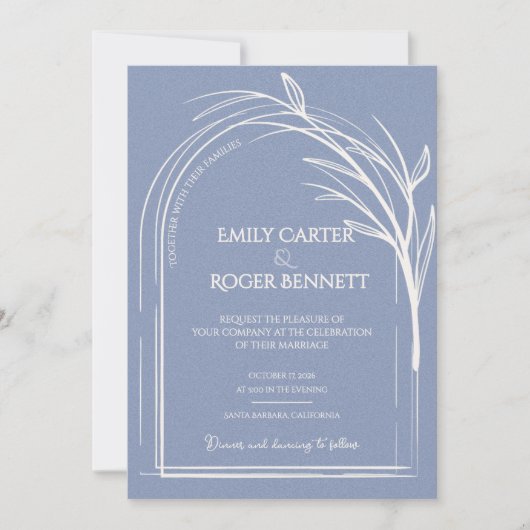 Minimalist Dusty Blue Arch Botanical Wedding (正面)
