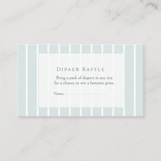 Minimalist Dusty Blue Baby Shower Diaper Raffle エンクロージャーカード (正面)