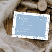 Minimalist Dusty Blue Chinoiserie Floral Wedding エンクロージャーカード
