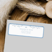 Minimalist Dusty Blue Chinoiserie Floral Wedding ラベル