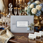 Minimalist Dusty Blue Elegant Monogram Wedding ラベル