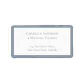 Minimalist Dusty Blue Elegant Monogram Wedding ラベル (正面)