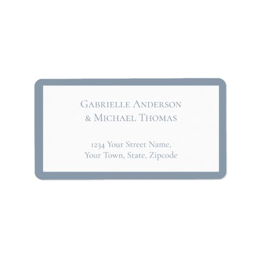 Minimalist Dusty Blue Elegant Monogram Wedding ラベル (正面)