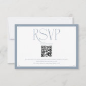 Minimalist Dusty Blue Elegant Monogram Wedding  出欠カード (正面)