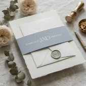 Minimalist Dusty Blue Elegant Monogram Wedding  招待状ベリーバンド