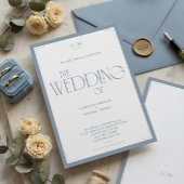 Minimalist Dusty Blue Elegant Monogram Wedding 招待状