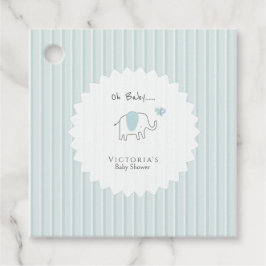  Minimalist Dusty Blue Elephant Baby Shower フェイバータグ