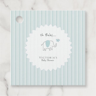  Minimalist Dusty Blue Elephant Baby Shower フェイバータグ