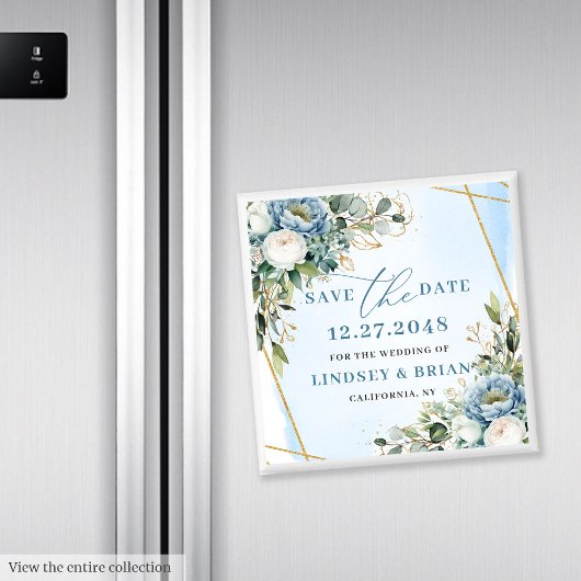 Minimalist Dusty Blue Eucalyptus Save The Date マグネット