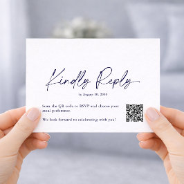 Minimalist Dusty Blue Floral RSVP Card – QR Code エンクロージャーカード