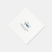 Minimalist Dusty Blue Floral Wedding Party スタンダードカクテルナプキン (角)