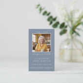 Minimalist Dusty Blue Funeral Prayer Card Photo 名刺 (スタンド正面)