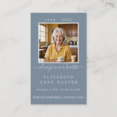 Minimalist Dusty Blue Funeral Prayer Card Photo 名刺 (正面)