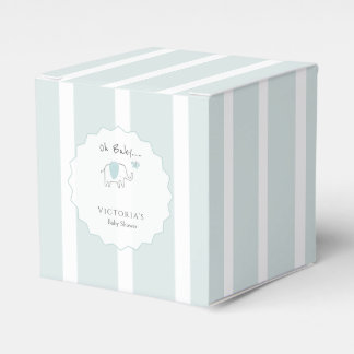 Minimalist Dusty Blue Oh Baby Elephant Baby Shower フェイバーボックス