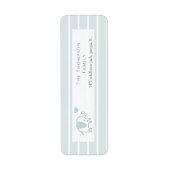 Minimalist Dusty Blue Oh Baby Elephant Baby Shower ラベル (正面)