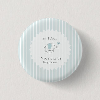 Minimalist Dusty Blue Oh Baby Elephant Baby Shower 缶バッジ