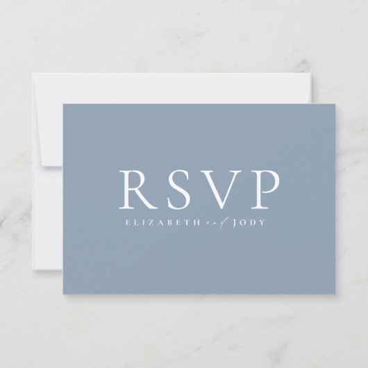 Minimalist Dusty Blue RSVP Wedding Card (裏面)