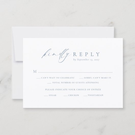 Minimalist Dusty Blue RSVP Wedding Card (正面)