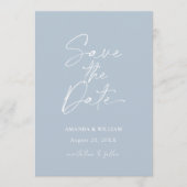 Minimalist Dusty Blue Save the Date Invitation 招待状 (正面)