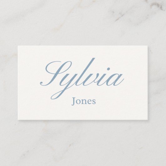 Minimalist dusty blue wedding flat place cards プレイスカード (正面)