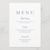 Minimalist Dusty Blue Wedding Menu Card 招待状 (正面)