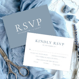 Minimalist Dusty Blue Wedding RSVP Card
