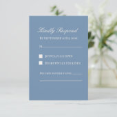 Minimalist Dusty Blue Wedding RSVP Card  (スタンド正面)