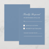 Minimalist Dusty Blue Wedding RSVP Card  (正面/裏面)