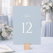 Minimalist Dusty Blue Wedding Table Number Sign 招待状
