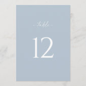 Minimalist Dusty Blue Wedding Table Number Sign 招待状 (裏面)