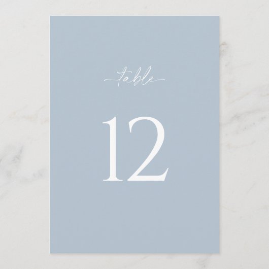 Minimalist Dusty Blue Wedding Table Number Sign 招待状 (裏面)
