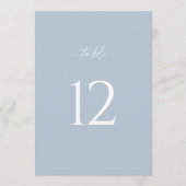 Minimalist Dusty Blue Wedding Table Number Sign 招待状 (正面)