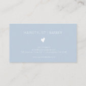 Minimalist Dusty Blue White Heart Barber Name 名刺 (裏面)