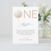 Minimalist Dusty Peach Modern First Birthday サンキューカード (スタンド正面)