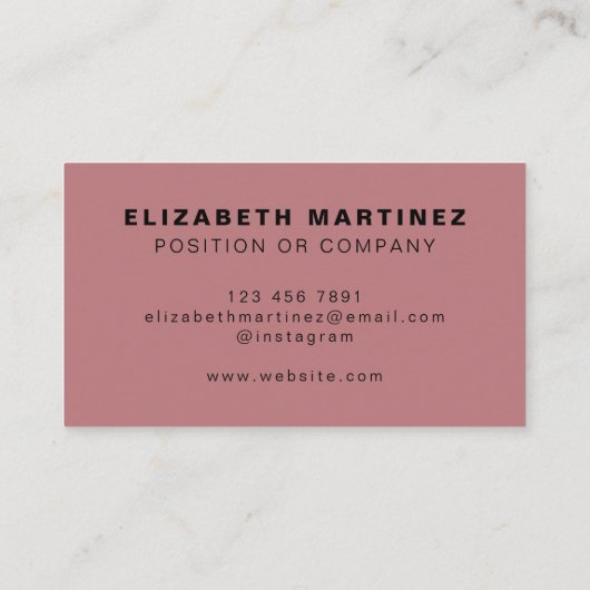 Minimalist Dusty Pink Modern Professional Custom 名刺 (裏面)