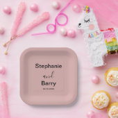 Minimalist Dusty Pink Wedding ペーパープレート (パーティー)