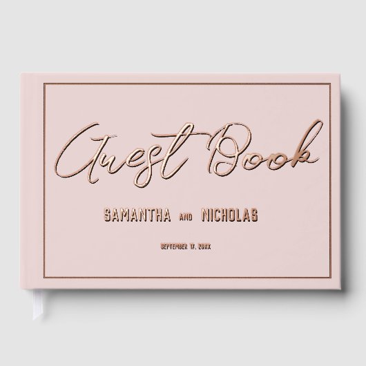 Minimalist Dusty Pink Wedding Program ゲストブック (正面)