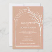 Minimalist Dusty Rose Botanical Wedding Invitation (正面)