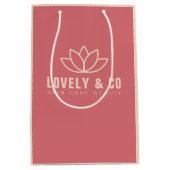 Minimalist Dusty Rose & Ivory Salon Beauty ミディアムペーパーバッグ (正面)