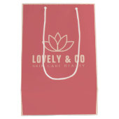 Minimalist Dusty Rose & Ivory Salon Beauty ミディアムペーパーバッグ (裏面)