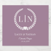 Minimalist Dusty Rose Mauve Monogram Initials スパークリングワインラベル (シングルラベル)