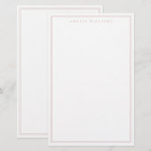 Minimalist Dusty Rose Monogram Two Border 便箋 (正面/裏面)